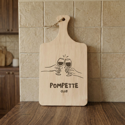 Planche à découper " POMPETTE CLUB " Atelier MFK