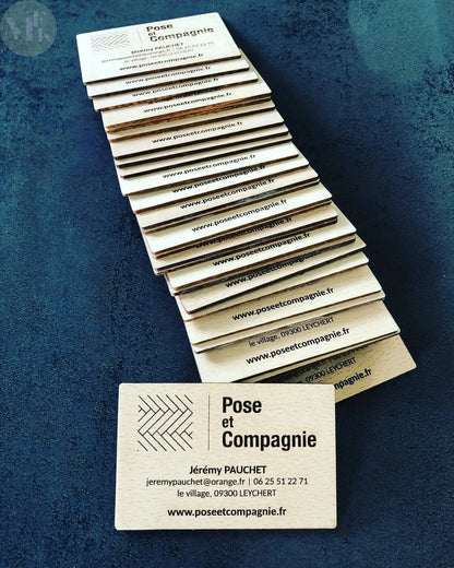 Cartes de visite personnalisée | Cartes de visite en bois | Lot de 25 cartes Atelier MFK