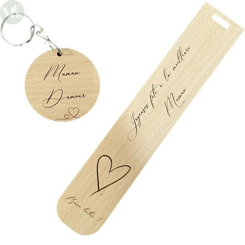Pack fête des mères " Porte clefs & Marque page" personnalisable - cadeau fête des mères My French Keyring