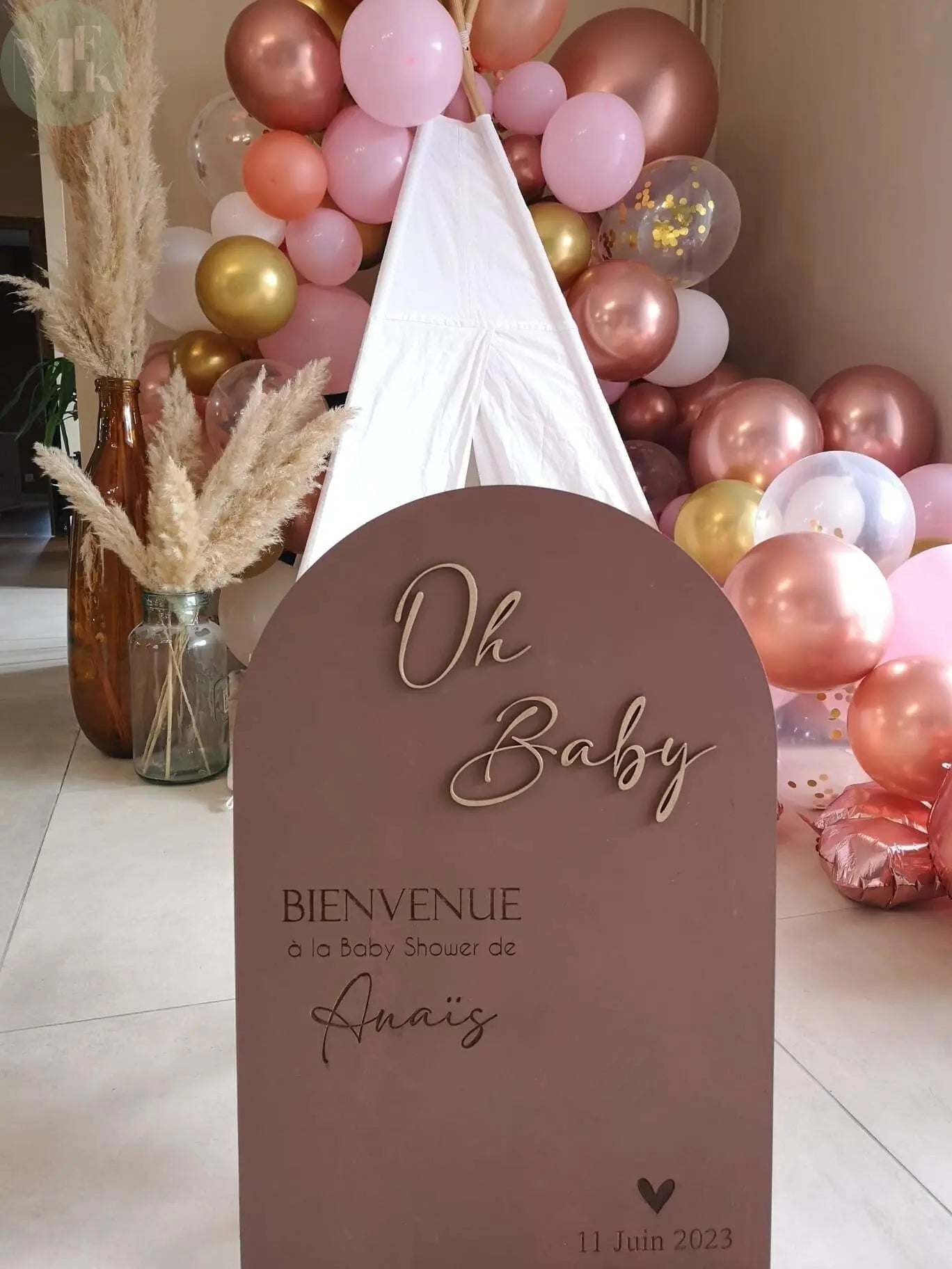 Panneau de bienvenue baby shower personnalisable My French Keyring