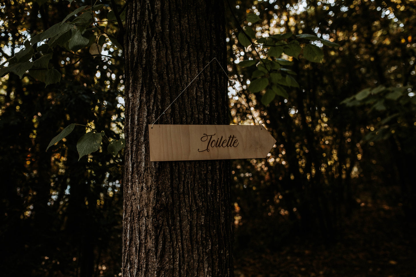 Panneau de direction en bois gravé